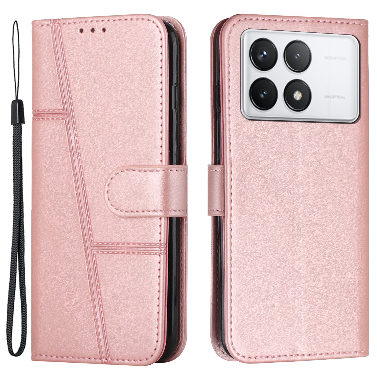 For Xiaomi Redmi K70E 5G / Poco X6 Pro 5G Wallet Case Leather Phone Cover Folding Stand - Black For Xiaomi Redmi K70E 5G / Poco X6 Pro 5G Wallet Case Leather Phone Cover Folding Stand - Black